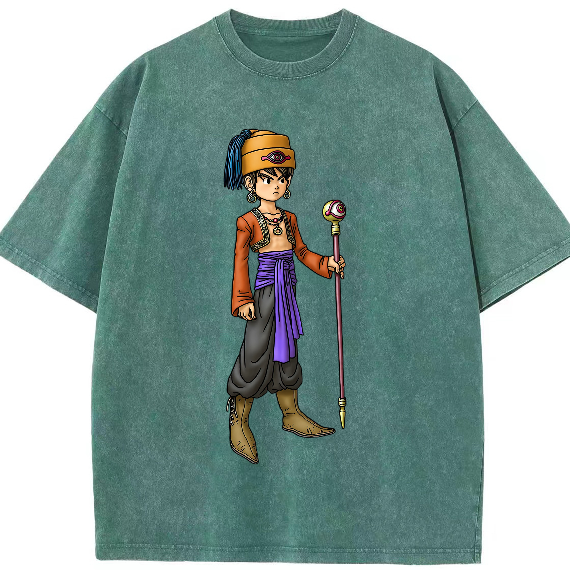 （画像用） ドラゴンクエスト Doragon Kuesuto Dragon Quest 綿100% ヴィンテージ風 半袖Tシャツ（フロントプリント）